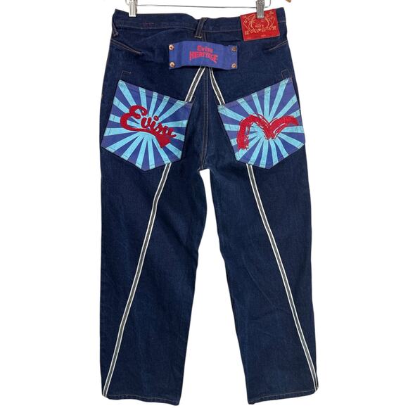 Evisu Heritage Selvedge Jeans 34x32 – Rare Painted Pocket Japanese Denim - Picture 1 of 15
